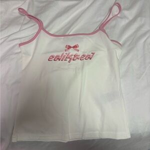 Edikted spaghetti strap tank top - white and pink - XS